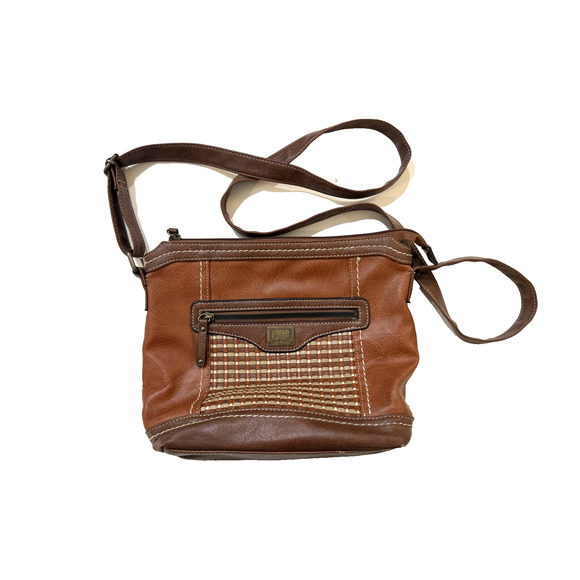 b.o.c Born Concept Crossbody Bag Womens Brown Woven Faux Leather Cottagecore Y2K - Picture 3 of 9